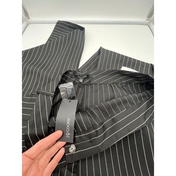 19 Cooper Front Seam Wide Leg Pants In Black/ White Stripes, Sz. L - Picture 7 of 10